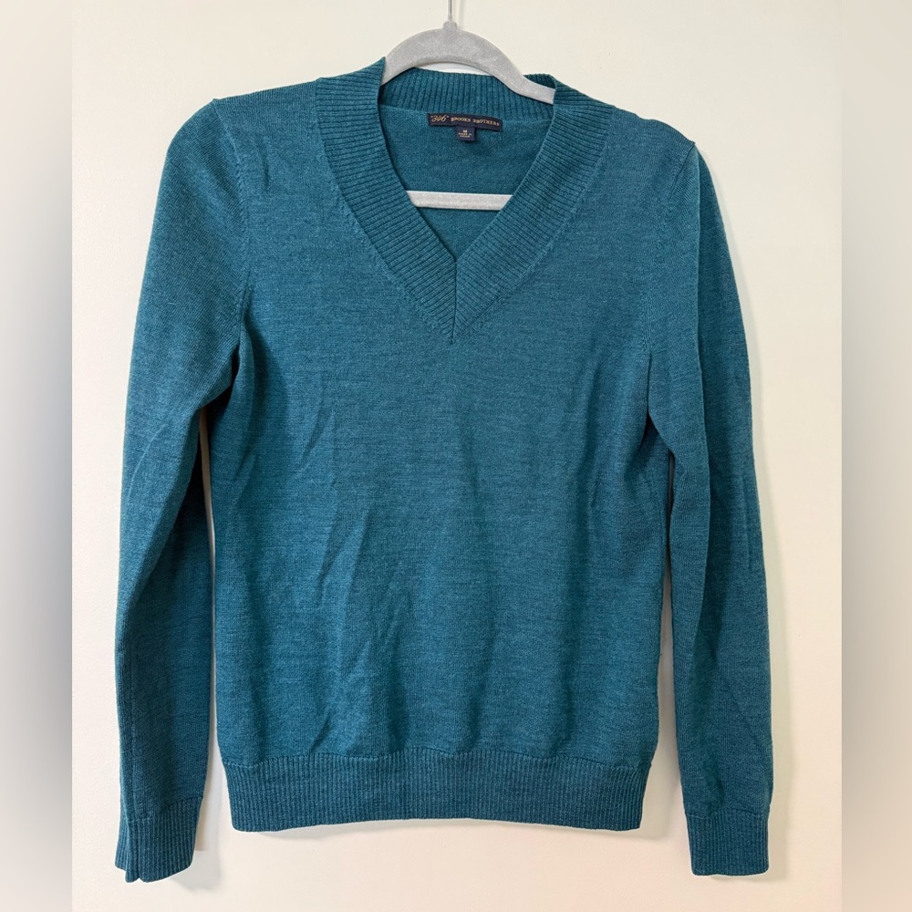 Brooks Brothers Teal V-Neck Sweater